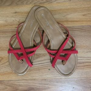 Charles Albert Vegan Leather Red Strappy Sandals Size 10 *WORN ONCE*